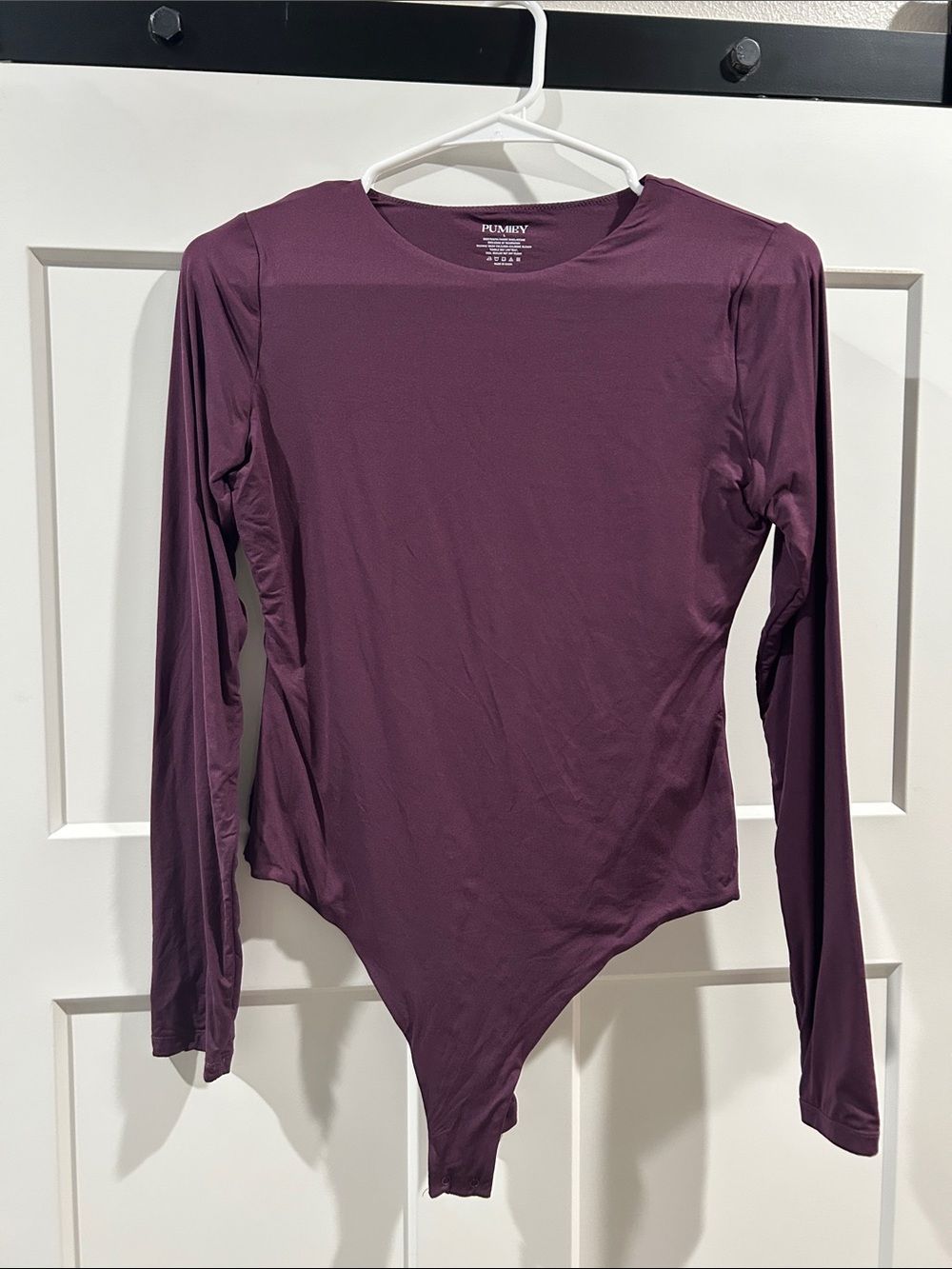 Slim-Fit Long Sleeve Bodysuit in Plum